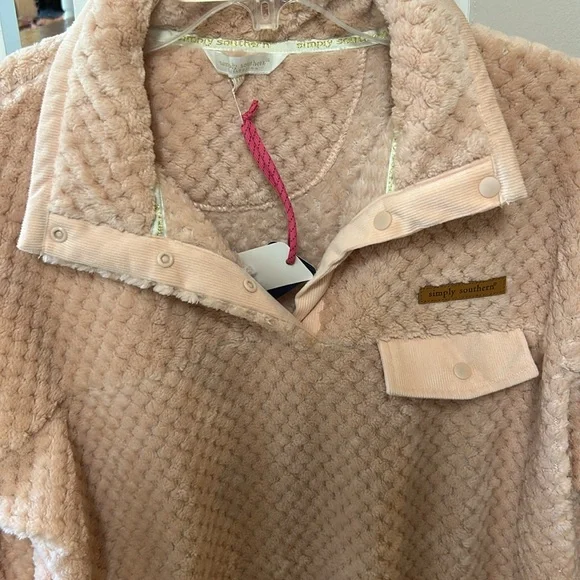 Simply Southern NEW Blush Quilted Sherpa Fleece Pullover - Picture 5 of 14